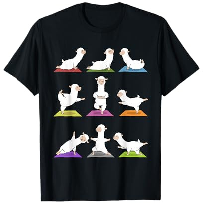 Alpaka Yoga T-Shirt Lustige Lamas in Yoga Posen Shirt T-Shirt
