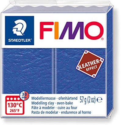 Staedtler VE FIMO Leather-Effect, ofenhärtende Modelliermasse für kreative Objekte im Leder-Look, lederähnliche Optik und Haptik, Farbe Indigo, 8010-309