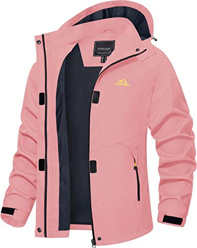 TACVASEN Frauen Wanderjacke Funktionsjacke Übergangsjacke Leichte Jacke, Wassermelonenrot