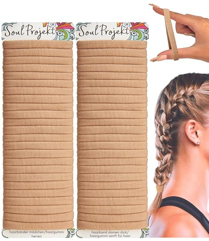 Soul Projekt Rubio Oscuro Gomas Pelo Niña y Mujer Vuelta al Cole 50pk 8mm | Sin Tirones Coleteros pelo Mujer, Hair ties para Coletas, Gomas de Pelo Hombre, Elasticos Cabelo