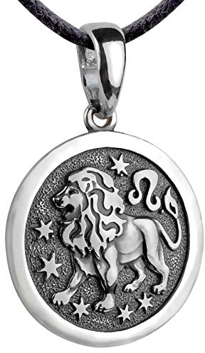 925 Sterling Silver Leo Pendant Necklace - Leon Zodiac Sign Horoscope Medallion Coin Charm -Constellation Astrology Jewelry for Women Men (Leo (Jul 23 - Aug 22))