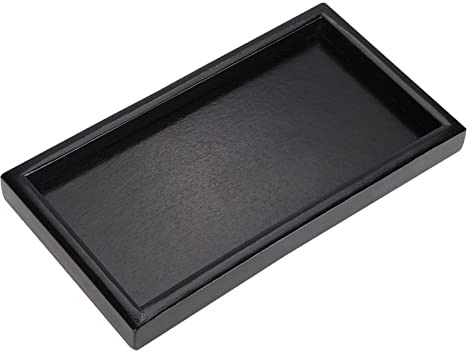 Plateau Service Rectangulaire Bois Noir, Plateaux Restaurant Assiette Thé Café Collation Boisson Service Nourriture Plateau Petit-déjeuner Affichage Décoratif Plateau Bois Massif(25*18*2cm)