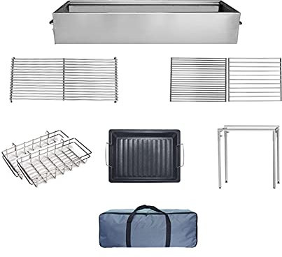 LCRACK BBQ-Grill,Ergonomie Stabil Dauerhaft Grill Draussen Tragbar Rostfreier Stahl Multifunktions Holzkohle Grillfeuer (Größe : 26x80cm)
