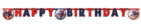 Procos - Geburtstagsgirlande Happy Birthday Spider-Man Crime Fighter aus FSC-Papier, 93868 | FSC-Papier, 93868