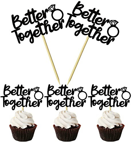 24 Pcs Better Together Diamond Ring Cupcake Toppers Wedding Party Decoration Cake Supplies MGPFERD