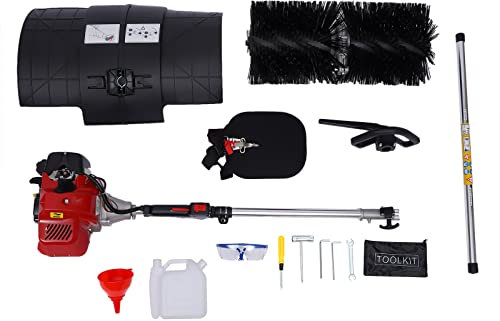 52CC Benzin Motorbürste Kehrmaschine 2 Takt 2,3HP Benzinmotor Laubsammler Schneeschieber Schneefräse Kehrbesen Besen Handkehrmaschine