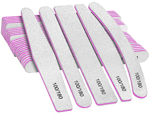 FANDAMEI 30 Pcs en 5 Formes Lime à Ongles, Professionnelles Limes à ongles, Grain 100/180 Double Faces Polissage Ponçage, Pour la manucure, la maison et un salon