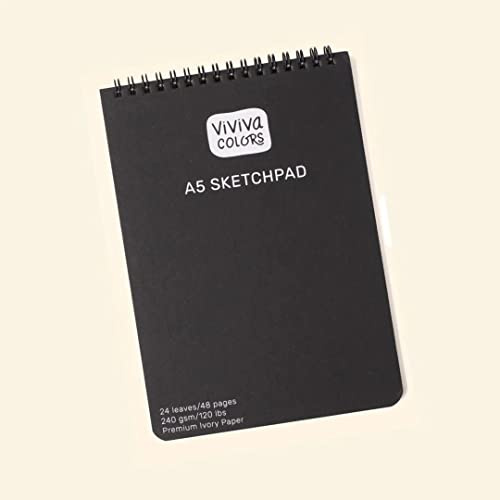 VIVIVA - Cuaderno de Bocetos para Acuarela A5, Recambio para Kit de Viaje, 24 hojas de 200 g/m²