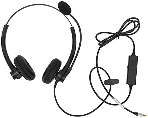 Auriculares con Cable, Auriculares de Oficina Binaurales con Micrófono Auriculares de Centro de Llamadas con Cancelación de Ruido para Teléfono Fijo de Computadora (Interfaz única de 3,5 mm)