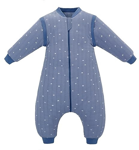 Baby sovsäck, sovsäck med fötter babysovsäck små barn ekologisk bomull sovsäckar extra mjuk pyjamas för pojkar och flickor, GRÅ, 100 cm
