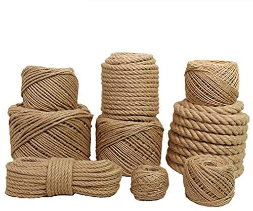 BODHIS Natürliches Hanfseil, 50 m, Juteseil, solides Geflecht, Manila-Seil zum Basteln, Basteln, Garten, Gartenarbeit, Bailing, Packen, Überleben, Heimdekoration (50 m, 10 mm)