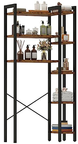 IRONCK Contenitore per WC con ripiano a 8 titoli, scaffale aperto laterale di massa, organizer da bagno autoportante, salvaspazio, per bagno, bagno, lavanderia, marrone vintage