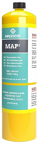 Pipestation Map Plus Gas Canister | Mapp Gas Bottle Cylinder for Propane Blow Torch Plumbing Soldering Gas Blowtorch | Blow Torch Gas | Map Gas Cartridge for Gas Torch Burner Jet | Gas for BlowTorchs