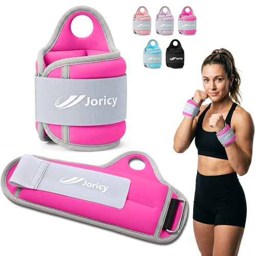 Wrist Weights with Thumb Loops Lock for Women Men Kids 1kg a Pair Ankle Weights Set Arm Hand Weighted Gloves for Walking, Running, Training, Gym, Cardio Exercises, Rose Red