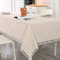 SUCHDECO Beige Tischdecke Groß Leinen Rechteckig Tischtuch Abwaschbar Leinentischdecke Gartentischdecke für Geburtstag Party Hochzeit Biertisch mit Quaste Tischwäsche, 140x350 cm