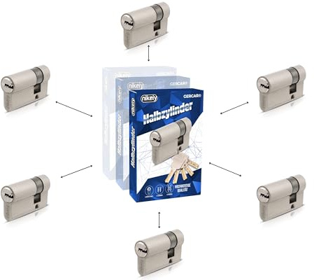 GERCAR Pro Gleichschließend 6x Halbzylinder 30/10 Set 6x Garagentor Profil-Halbzylinder inkl. 30 Schlüssel - 40 mm Garagentorschloss 6er Zylinder - Länge: 40mm, A:30 B:10 - Schließsystem