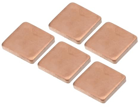 sourcing map Feuille de Cuivre pour Dissipateur Thermique, Épaisseur de 2,5 mm, Pad de 15 x 15 mm avec Ruban Adhésif Thermiquement Conducteur pour Le refroidissements du Processeur, Lot de 5
