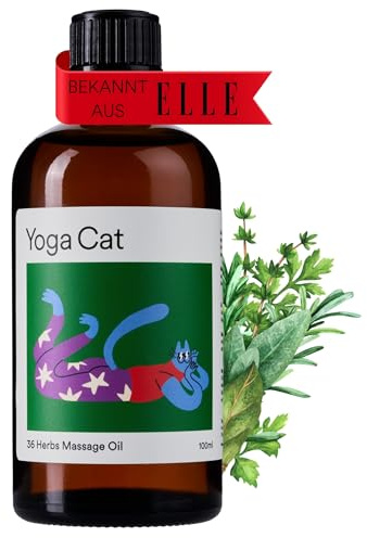 Yoga Cat Natürliches Massageöl & Körperöl 100ml für Muskelentspannung | Bio Massageöl mit Arnika, Aloe Vera, Mandelöl & Jojoba. Ideal zur Regeneration & Physiotherapie nach dem Sport. Vegan.