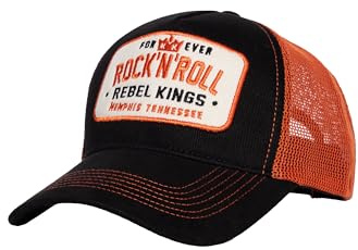 King Kerosin Herren Trucker Cap Mit Mesh-Netz Baseball Cap Kappe Baseballkappe Basecap Verstellbar Snapback 50S Retro Vintage Rockabilly Headwear Motorcycle Rockwear Meshcap Forever Rock'n'roll