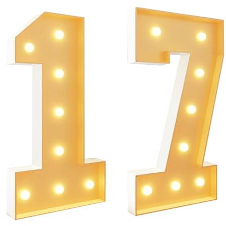 120CM/4FT Marquee Large Marquee Lights Sign Number 17, Marquee 0-100 Digits Lights Sign Night Light for Birthday Gaming Wedding Anniversary Proposal