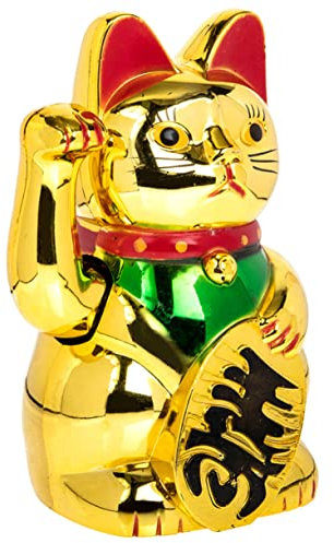 FUNOMOCYA Winkende Hand Glückskatze Auto-Armaturenbrett-Ornament einladende Katzenverzierung Glück winkende Katze bürodeko plastikenten gestu Golddekor Glückskatzendekor Maneki Neko Figur