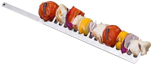 Brochettes en métal pour barbecue, brochettes plates réutilisables en forme de peigne, brochettes plates en métal, peigne long