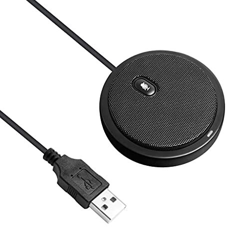 UHJKLA Micro de conférence, Micro d'ordinateur USB, sourdine à Une Touche, Micro omnidirectionnel pour Ordinateurs PC, micros de Bureau pour Le Streaming, Les appels VoIP, Skype
