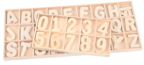 SEWACC 2sätze Holzbuchstaben Mit Zahlen Und Buchstaben Blanko Holzchips Für Diy Alphabet Holzchips Bastelalphabet