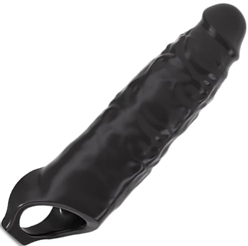 BDSMYEE Gaine de Pénis de 28 CM pour Homme, Extension du pénis avec Anneau Testiculaire Gaine Penien Réaliste Masturbateur Jouets Sexuels pour Couples (Noir)