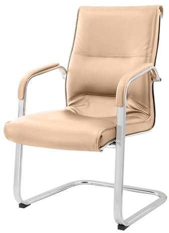 CLLXDZ Besucherstuhl ohne Rollen, Konferenzstühle aus Leder mit Rückenlehne, Robuster Büro-Gästestuhl für Empfangs, Konferenz und Wartezimmer(Beige)