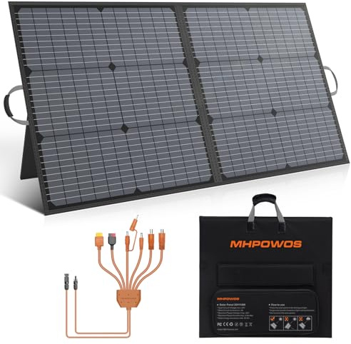 MHPOWOS Panneau solaire portable 110W Chargeur solaire | étanche IP67 avec sortie 20V, module d'efficacité 23,5% pour station d'énergie portable, camping en plein air