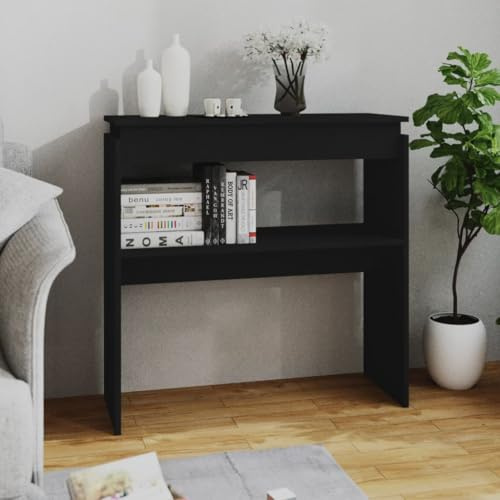 Myheimly Konsolentisch Konsole Beistelltisch Flurtisch Sideboard Ablagetisch Wandtisch Schminktisch Schwarz 80x30x80cm Holzwerkstoff