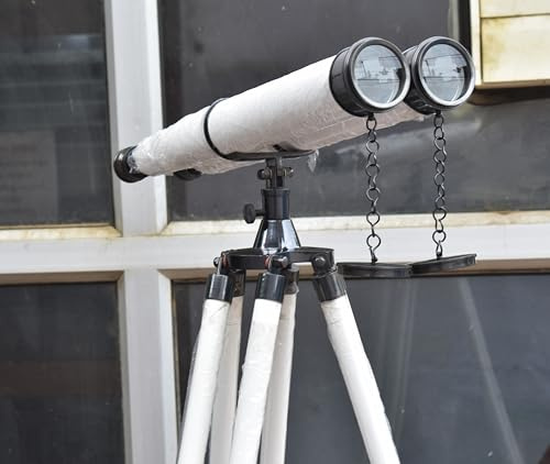 Teleskop Messing Marine Marine Marine Nautisches Messing Doppelzylinder Fernglas mit nautischem Messing 45,7 cm Fernglas Antik Teleskop mit Bodenstativ