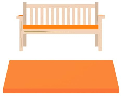 Water-resistant Garden Bench Pad for Outdoor/Indoor Seat Cushion, Zipped, Removable Cover – Durable, Foam Padding for Garden, Patio, Dining, Entryway Benches (Orange, 2 Seater 108 x 45 x 6 cm)