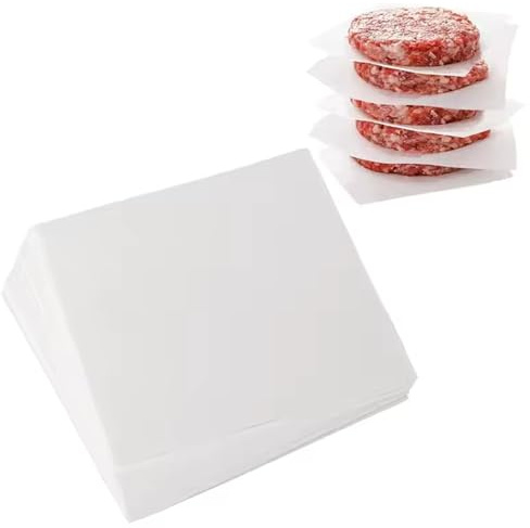 Lot de 1000 Feuilles de Papier Antiadhésif pour Presse à Steak Haché - ∅ 11 cm, Parfait pour la Préparation de Steaks Hachés et Burgers, Cuisson Propre et Sans Collage (Carre blanc)
