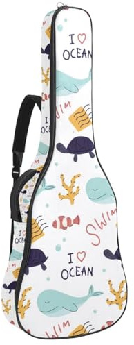 Eslifey Tasche für Akustikgitarre, gestreift, verstellbar, Schultergurt, Gitarrenkoffer, Gigbag, 101,6 cm, 104,7 cm, 106,7 cm, Rot, Mehrfarbig 4, 42.9x16.9x4.7 in, Taschen-Organizer