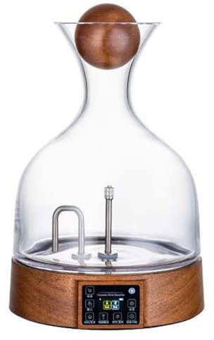 Aeratore Elettrico Intelligente, Decanter Automatico per Vino con Contenitore in Vetro, Schermo LCD, Supporta La Spruzzatura a 360°, per Vini Rossi E Bianchi, Amanti del Vino