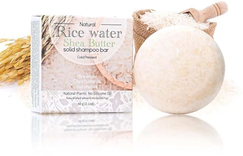 Nourishing Rice Shampoo Bar with Shea Butter & Coconut Oil - Hair Growth and Strengthening Solid Shampoo Soap