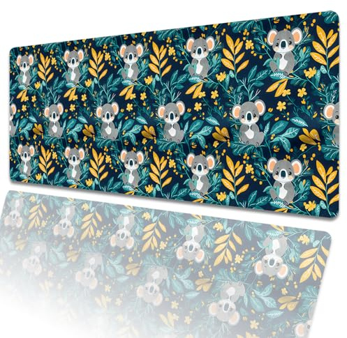 amepay Cute Koala Foliage Gaming Mouse Pad 31.5x11.8in,Cartoon Animal Large Extended Desk Mat with Non-Slip Rubber Base,Big Mousepad for Laptop Computer PC,for Gamer Office Home Decor,Deskmat Gifts