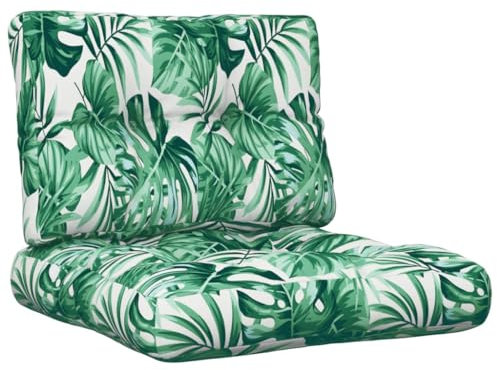 vidaXL Cojines para palets 2 Unidades Tela Estampado de Hojas