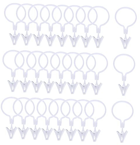 TOGEVAL Anillos Clips para Cortinas 80 Unidades para Cortinas De Puerta y Ducha Sin Taladro Fácil Montaje para Barra y Uso En Habitaciones