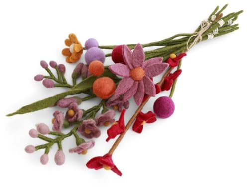 Gry & Sif Handgemacht & Fairtrade-Zertifiziert Stilvolles dänisches Design X Nepali Kunsthandwerker | Lalita Bouquet Kunstblumensträuße aus Filz für stilvolle Wohnzimmerdekoration | 11er Set