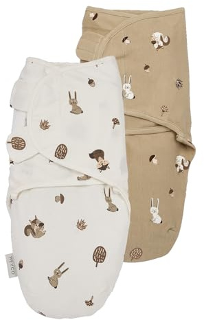MEYCO Pucktuch 2er Pack 4-6M. Swaddle 1,0TOG Neugeborene Forest Animals
