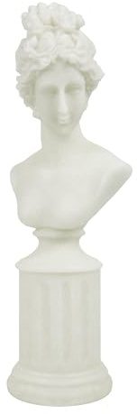 SIMON'S SHOP Modern Classical Lady Bust Statue, 12.5'' Tall Sculpture White Female Figure on Pedestal for Shelf Console Tabletop Mantel, French Style Home Office Décor