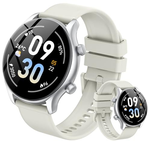 vamout Montre Connectée Homme Femme, 1.39 Smartwatch avec Appel Bluetooth, IP68 Étanche, avec 120+ Sportifs, Montre Intelligente de Surveiller Cardio, Montre Podomètre, Android iOS, Blanc