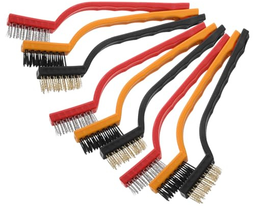 CHILDWEET 9 Pièces Brosse Métallique pour Jantes Voiture Brosse Fil Inox Robuste pour Élimination Rouille et Saleté Set Multi-usage avec Poignée Ergonomique pour Nettoyage Pneus et Jantes