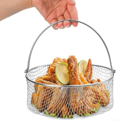 Lot de 2 paniers de friteuse à air comprimé en acier inoxydable 304 avec poignée, grille de séchage, grille de déshydratation, ensemble d'accessoires de déshydratation