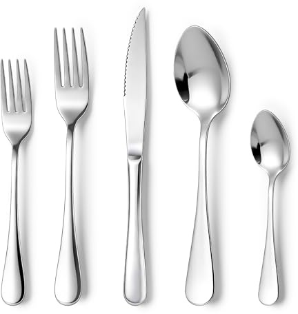ALEXPRE 40PCS Stainless Steel Cutlery Set, Service for 8 | Spoon Knife and Fork Set, Flatware Set, Tableware Silverware Set,Mirror Polished Dishwasher Safe for Home Restaurant Kitchen