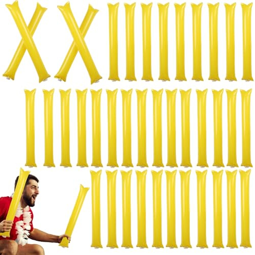 Mimoqk Palos de alegría inflables, palos de auge de espíritu de equipo - 40 varillas inflables coloridas para animar juguetes,Palillo de animación para resistente al desgaste, hacedores de ruido,