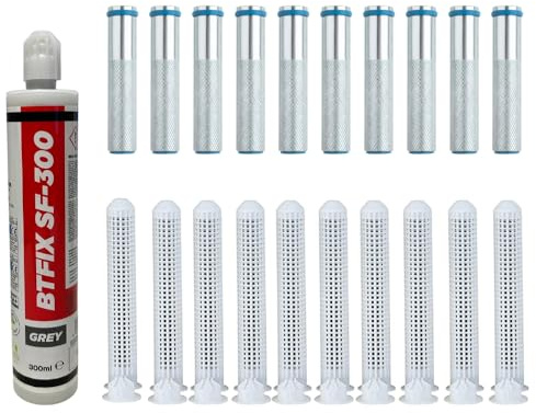 BATIFIX Montageset Innengewindeanker M8x80 Ø12 | Innengewindehülsen verzinkt, mit Siebhülsen, styrolfreier Injektionsmörtel, inkl. Statikmischer, für Mauerwerk und Hohlräume